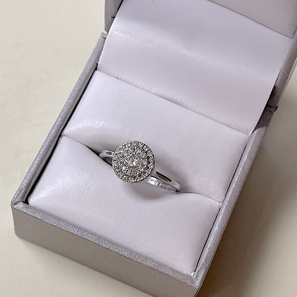 0.50 Cttw Natural Diamond Double Halo Engagement Wedding Ring 10K White Gold CI - Picture 6 of 12